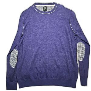 Point Zero Couture Men's XL Purple Pullover Sweater Wool With Elbow Patches